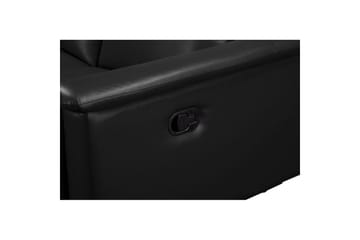 3-sitssoffa Lund Svart, PU, Manuell vilstol - Svart, PU, Manuell vilstol - Möbler - Soffa - Biosoffa & reclinersoffa