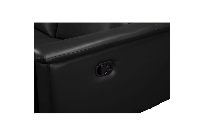 3-sitssoffa Lund Svart, PU, Manuell vilstol - Svart, PU, Manuell vilstol - Möbler - Soffa - Biosoffa & reclinersoffa