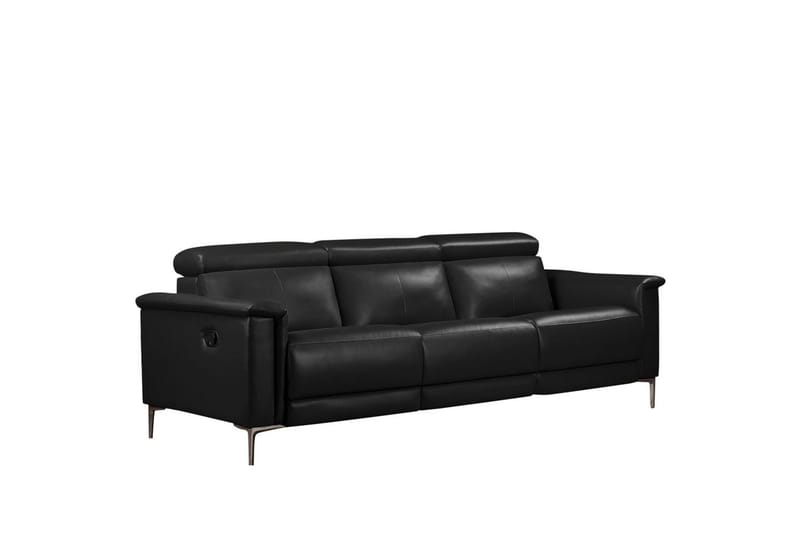 3-sitssoffa Lund Svart, PU, Manuell vilstol - Svart, PU, Manuell vilstol - Möbler - Soffa - Biosoffa & reclinersoffa