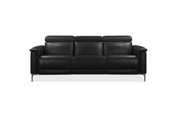 3-sitssoffa Lund Svart, PU, Manuell vilstol - Svart, PU, Manuell vilstol - Möbler - Soffa - Biosoffa & reclinersoffa