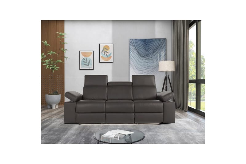 3-sitssoffa Rayland Brun, PU, Elektrisk vilstol - Brun, PU, Elektrisk vilstol - Möbler - Soffa - Biosoffa & reclinersoffa