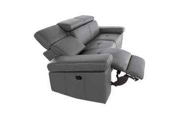 3-sitssoffa Rayland Grå, Läder/PU, Elektrisk vilstol - Grå, Läder/PU, Elektrisk vilstol - Möbler - Soffa - Biosoffa & reclinersoffa