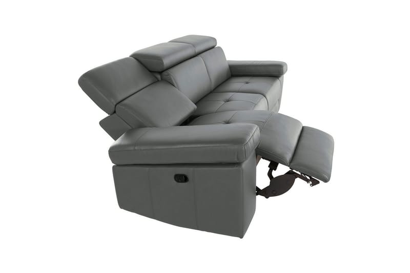 3-sitssoffa Rayland Grå, Läder/PU, Elektrisk vilstol - Grå, Läder/PU, Elektrisk vilstol - Möbler - Soffa - Biosoffa & reclinersoffa