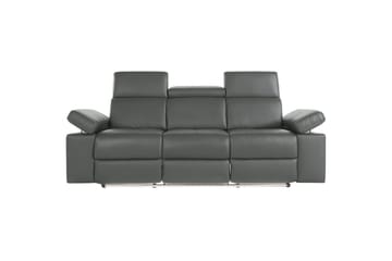 3-sitssoffa Rayland Grå, Läder/PU, Manuell vilstol - Grå, Läder/PU, Manuell vilstol - Möbler - Soffa - Biosoffa & reclinersoffa