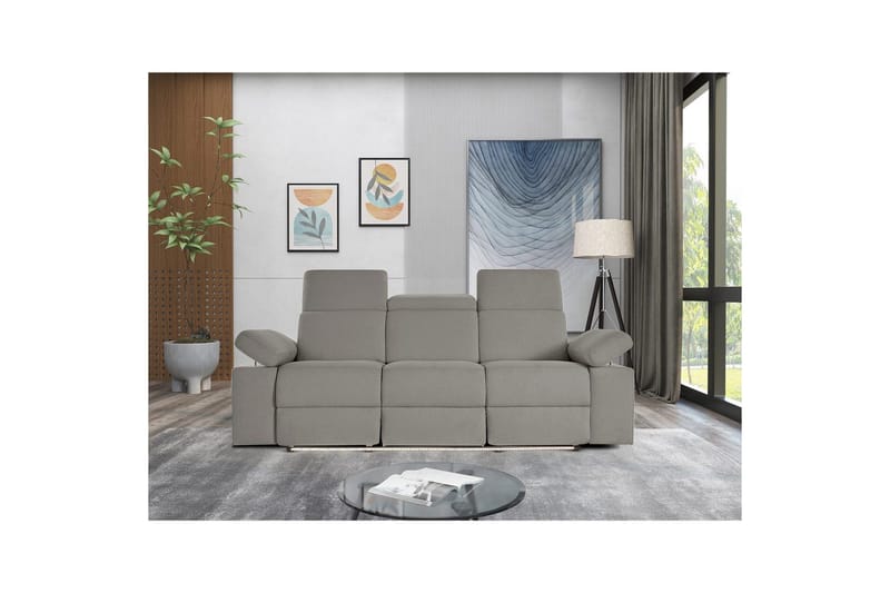 3-sitssoffa Rayland Grå, Sunday tyg, Elektrisk vilstol - Grå, Sunday tyg, Elektrisk vilstol - Möbler - Soffa - Biosoffa & reclinersoffa