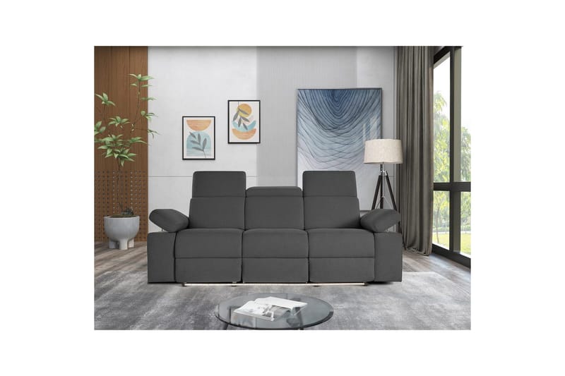 3-sitssoffa Rayland Grå, Sunday tyg, Manuell vilstol - Grå, Sunday tyg, Manuell vilstol - Möbler - Soffa - Biosoffa & reclinersoffa