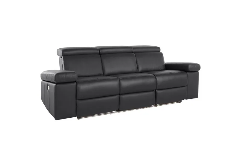 3-sitssoffa Rayland Svart, Läder/PU, Elektrisk vilstol, Svart, Läder/PU, Elektrisk vilstol