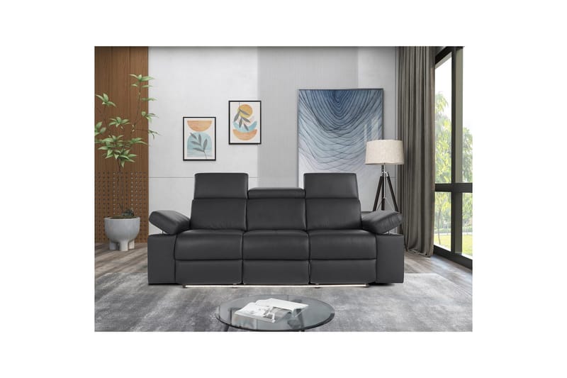 3-sitssoffa Rayland Svart, Läder/PU, Elektrisk vilstol - Svart, Läder/PU, Elektrisk vilstol - Möbler - Soffa - Biosoffa & reclinersoffa