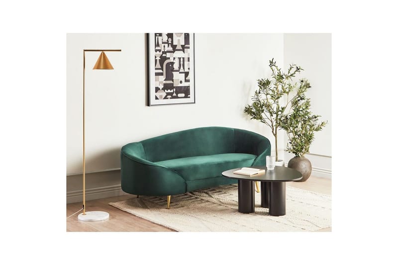 3-sitssoffa Savar Grön, guld - Grön, guld - Möbler - Soffa - Sammetssoffa