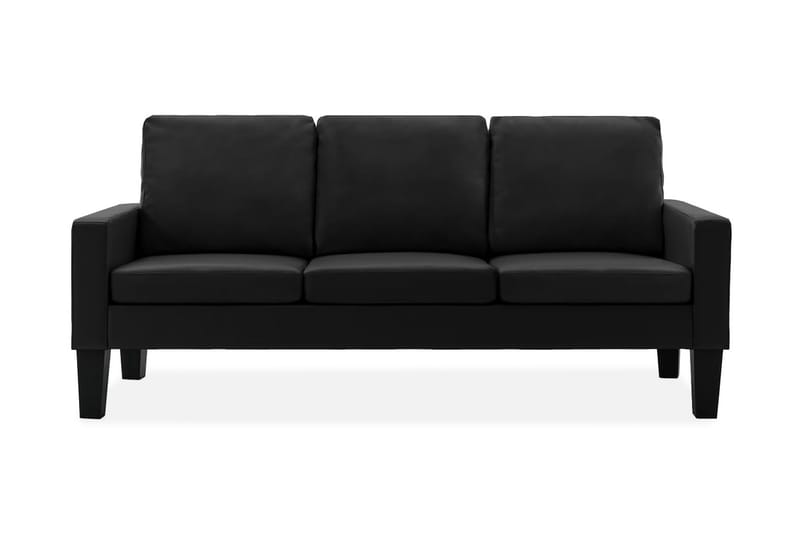3-sitssoffa svart konstläder - Svart - 3 sits soffa - Skinnsoffa