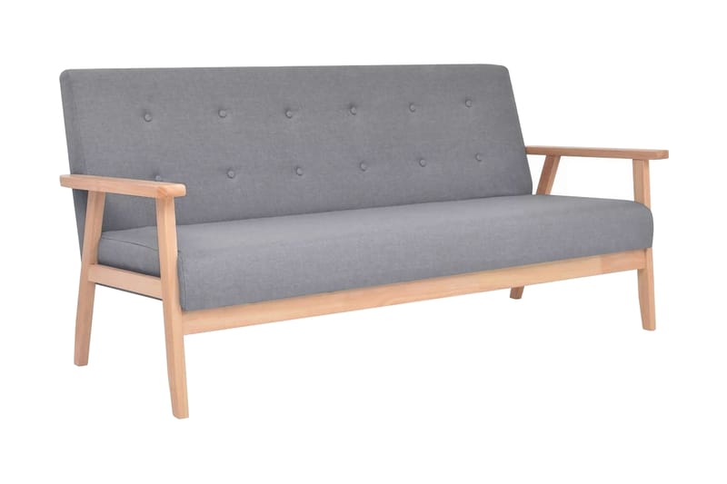 3-sitssoffa tyg ljusgrå - Grå - 3 sits soffa