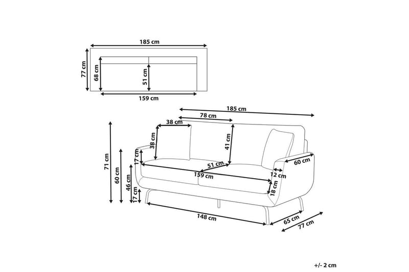 3-sitssoffa Vesala Vit, Svart - Vit - Möbler - Soffa - 3 sits soffa