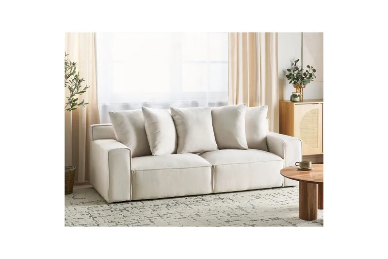 3-sitssoffa Viskan Vit, Chenille - Vit, Chenille - Möbler - Soffa - 3 sits soffa