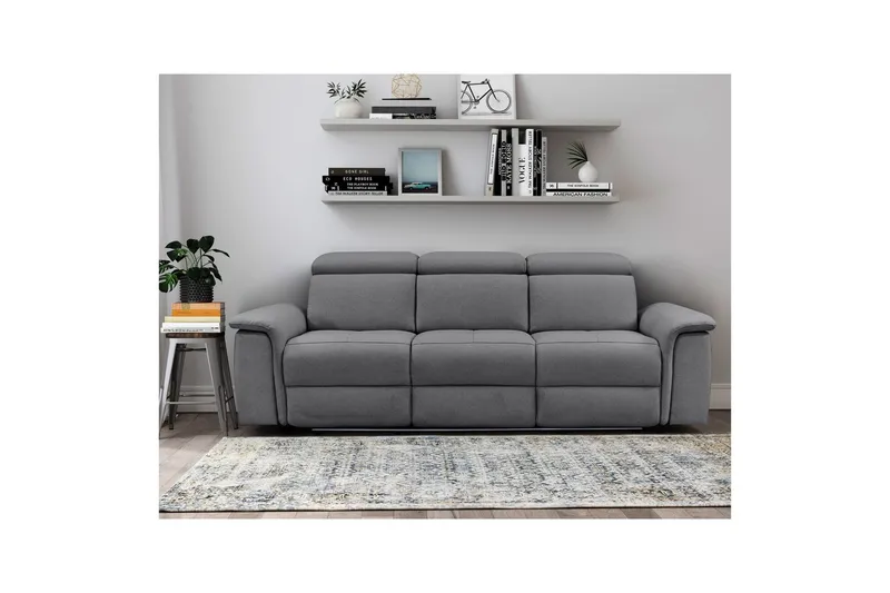 3-sitssoffa Pareli Grå, Sunday tyg, Elektrisk vilstol - Grå, Sunday tyg, Elektrisk vilstol - Möbler - Soffa - Biosoffa & reclinersoffa