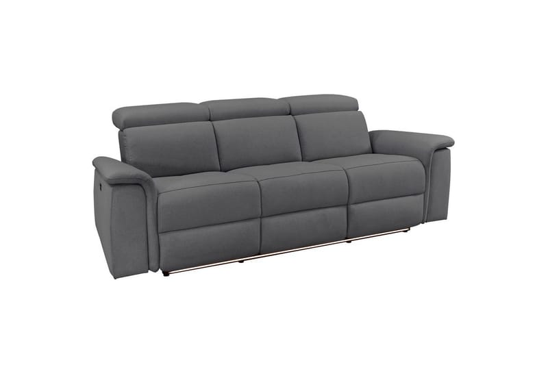 3-sitssoffa Pareli Grå, Sunday tyg, Manuell vilstol, Grå, Sunday tyg, Manuell vilstol