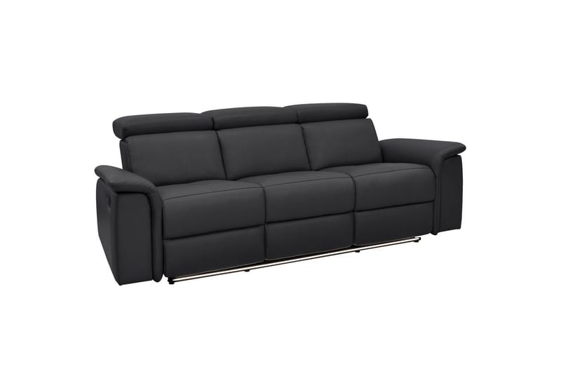 3-sitssoffa Pareli Svart, Läder/PU, Manuell vilstol - Svart, Läder/PU, Manuell vilstol - Möbler - Soffa - Biosoffa & reclinersoffa