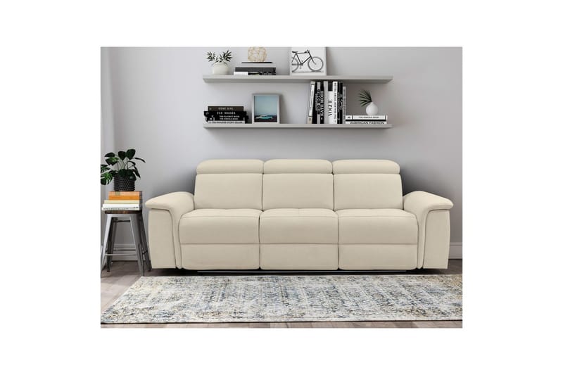 3-sitssoffa Pareli Vit, Sunday tyg, Elektrisk vilstol - Vit, Sunday tyg, Elektrisk vilstol - Möbler - Soffa - Biosoffa & reclinersoffa