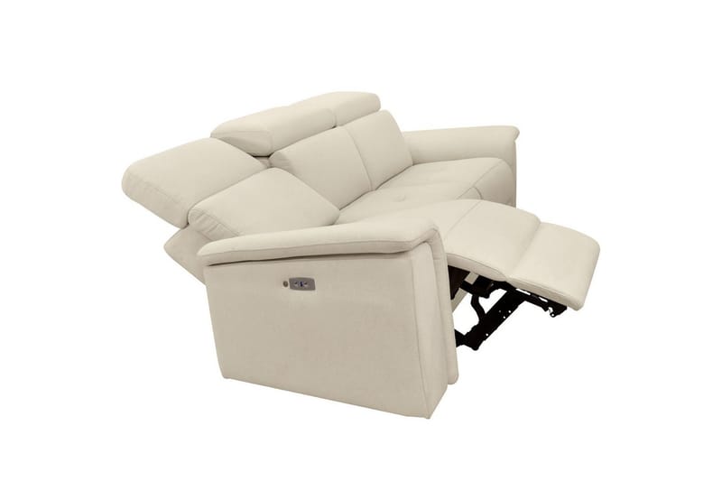 3-sitssoffa Pareli Vit, Sunday tyg, Elektrisk vilstol - Vit, Sunday tyg, Elektrisk vilstol - Möbler - Soffa - Biosoffa & reclinersoffa