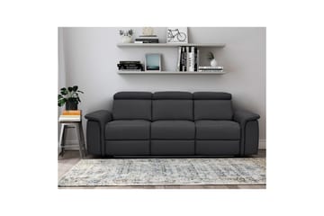 3-sitssoffa Pareli Svart, Läder/PU, Manuell vilstol - Svart, Läder/PU, Manuell vilstol - Möbler - Soffa - Biosoffa & reclinersoffa