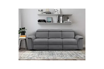 3-sitssoffa Pareli Grå, Sunday tyg, Manuell vilstol - Grå, Sunday tyg, Manuell vilstol - Möbler - Soffa - Biosoffa & reclinersoffa