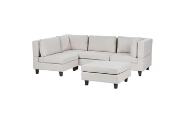 4-sits Hörnsoffa med fotpall Unstad Beige/svart - Beige/svart - Möbler - Soffa - Hörnsoffa