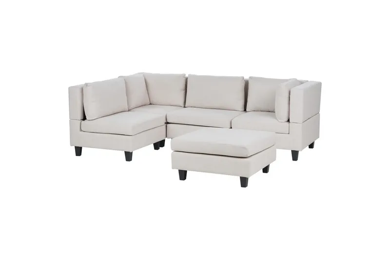4-sits Hörnsoffa med fotpall Unstad Beige/svart - Beige/svart - Möbler - Soffa - Hörnsoffa