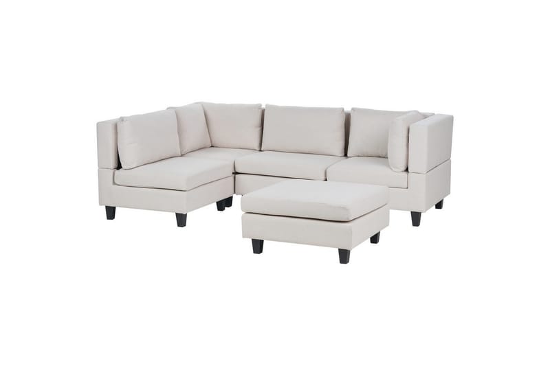 4-sits Hörnsoffa med fotpall Unstad Beige/svart - Beige/svart - Möbler - Soffa - Hörnsoffa