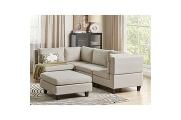 4-sits Hörnsoffa med fotpall Unstad Beige/svart - Beige/svart - Möbler - Soffa - Hörnsoffa