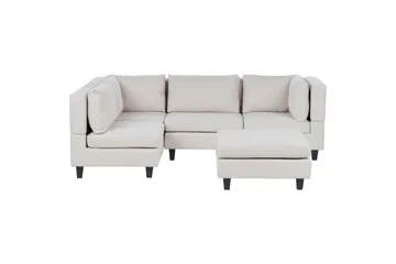 4-sits Hörnsoffa med fotpall Unstad Beige/svart - Beige/svart - Möbler - Soffa - Hörnsoffa