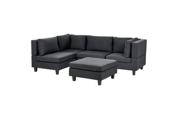 4-sits Hörnsoffa med fotpall Unstad Svart - Svart - Möbler - Soffa - Modulsoffa - Komplett modulsoffa