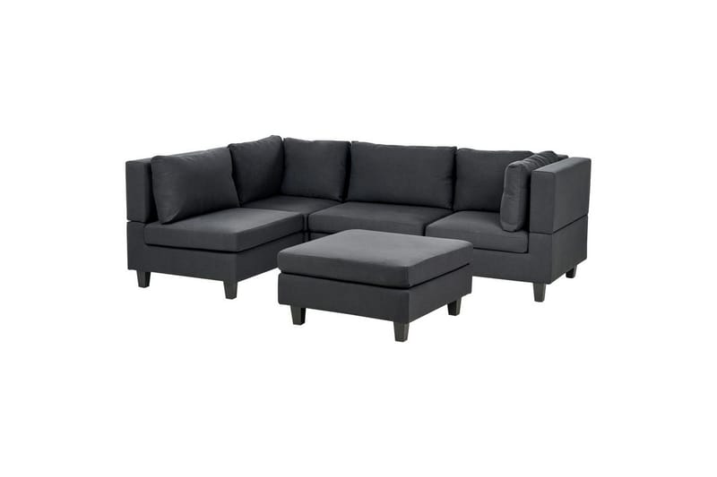 4-sits Hörnsoffa med fotpall Unstad Svart - Svart - Möbler - Soffa - Modulsoffa - Komplett modulsoffa