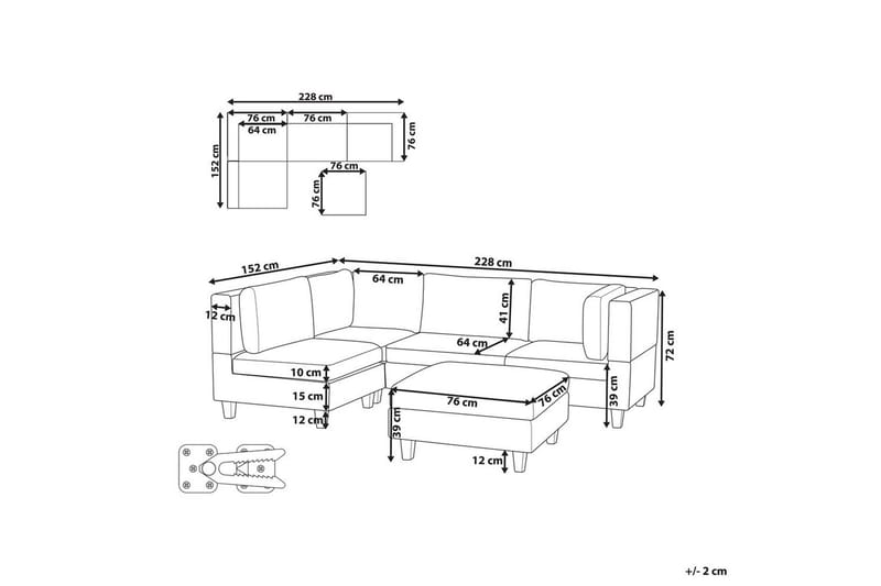 4-sits Hörnsoffa med fotpall Unstad Svart - Svart - Möbler - Soffa - Modulsoffa - Komplett modulsoffa