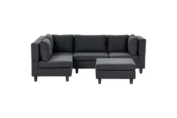4-sits Hörnsoffa med fotpall Unstad Svart - Svart - Möbler - Soffa - Modulsoffa - Komplett modulsoffa