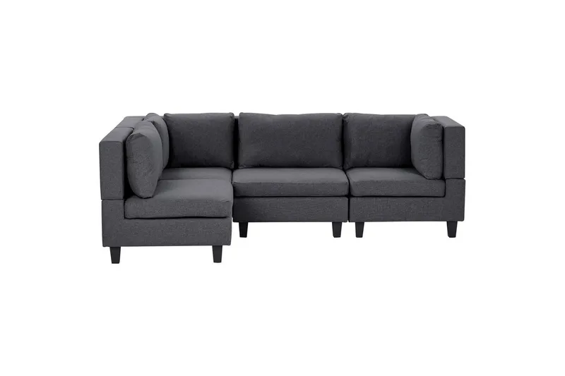 4-sits Hörnsoffa Unstad Grå, Högervänd, Polyester - Grå, Högervänd, Polyester - Möbler - Soffa - Modulsoffa - Komplett modulsoffa
