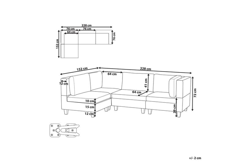4-sits Hörnsoffa Unstad Svart, Högervänd, Polyester - Svart, Högervänd, Polyester - Möbler - Soffa - Modulsoffa - Komplett modulsoffa