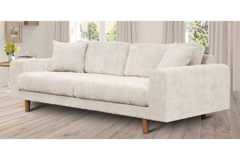 4-sits Sammetssoffa Sarnon - Beige/Ek - Möbler - Soffa - 4 sits soffa