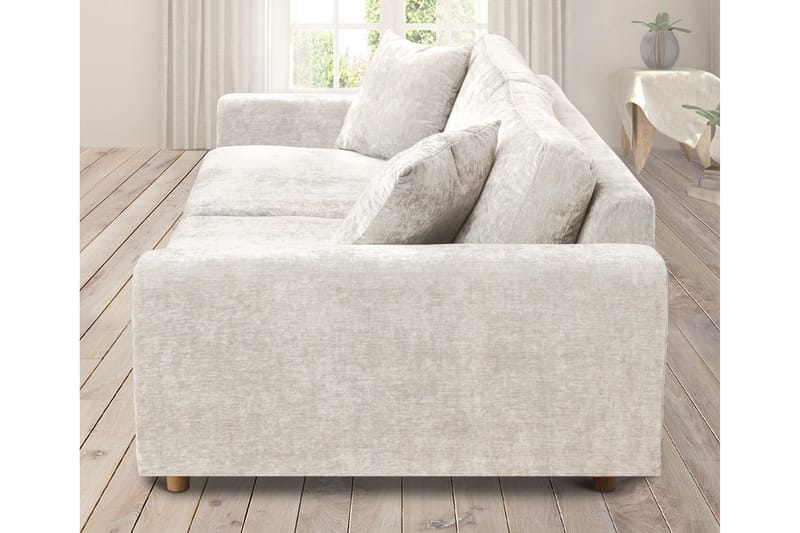 4-sits Sammetssoffa Sarnon - Beige/Ek - Möbler - Soffa - 4 sits soffa