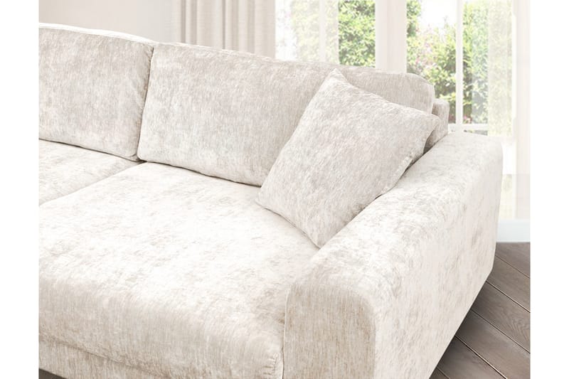 4-sits Sammetssoffa Sarnon - Beige/Ek - Möbler - Soffa - 4 sits soffa