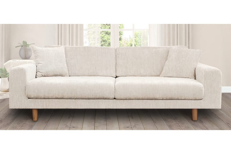 4-sits Sammetssoffa Sarnon - Beige/Ek - Möbler - Soffa - 4 sits soffa