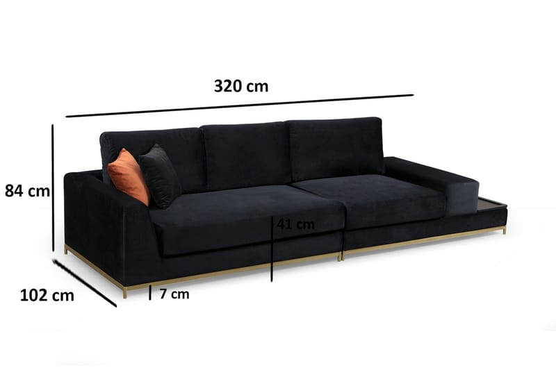 4-sits Soffa Aitze - Svart - 4 sits soffa