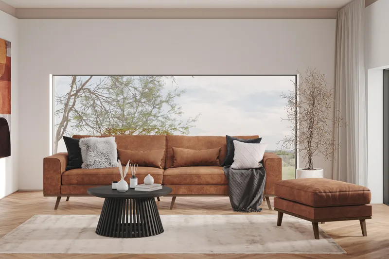 Copenhagen 4-sits Soffa i Konstläder - Brun - Möbler - Soffa - 4 sits soffa