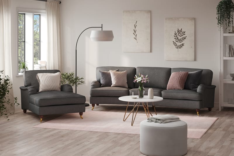 Howard Lyx 4-sits Svängd Tygsoffa - Mörkgrå - Möbler - Soffa - 4 sits soffa