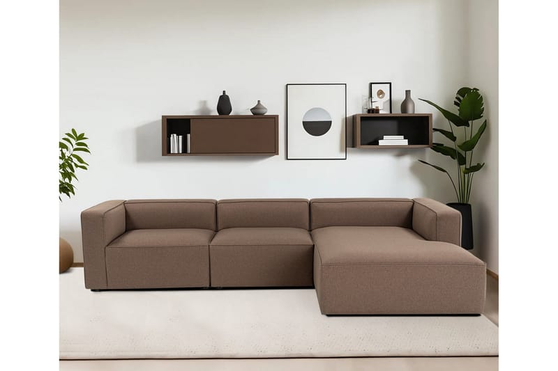4-sits Soffa med Divan Abbas - Brun - Möbler - Soffa - Divansoffa & schäslongsoffa - 4 sits soffa med divan
