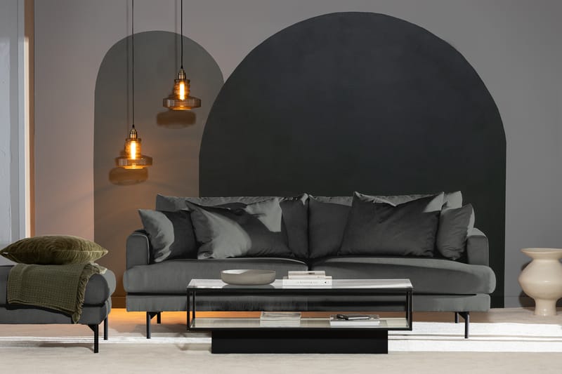 Menard 3-sits Djup Manchestersoffa - Grå - Möbler - Soffa - 3 sits soffa