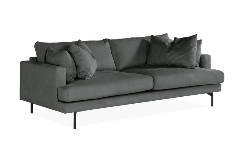 Menard 3-sits Djup Manchestersoffa - Grå - Möbler - Soffa - 3 sits soffa