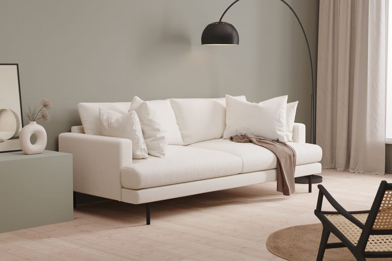Menard 3-sits Djup Soffa i Bouclé - Vit - Möbler - Soffa - 3 sits soffa