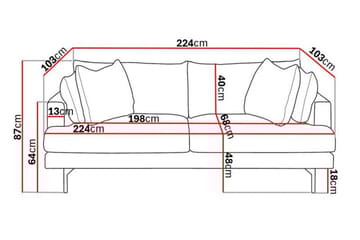 Menard 3-sits Djup Tygsoffa 225 cm bred - Beige - Möbler - Soffa - 3 sits soffa
