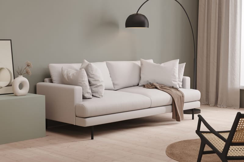Menard 3-sits Djup Tygsoffa - Vit - Möbler - Soffa - 3 sits soffa