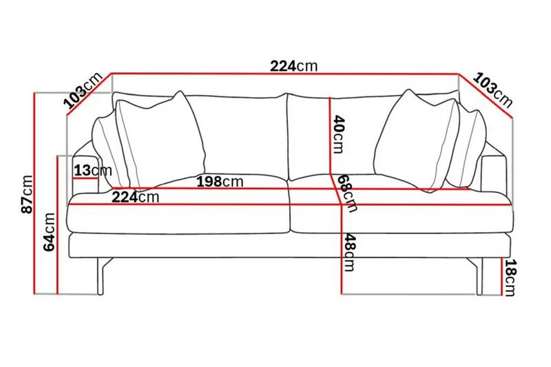 Menard 4-sits Djup Sammetssoffa - Krämvit - Möbler - Soffa - 4 sits soffa