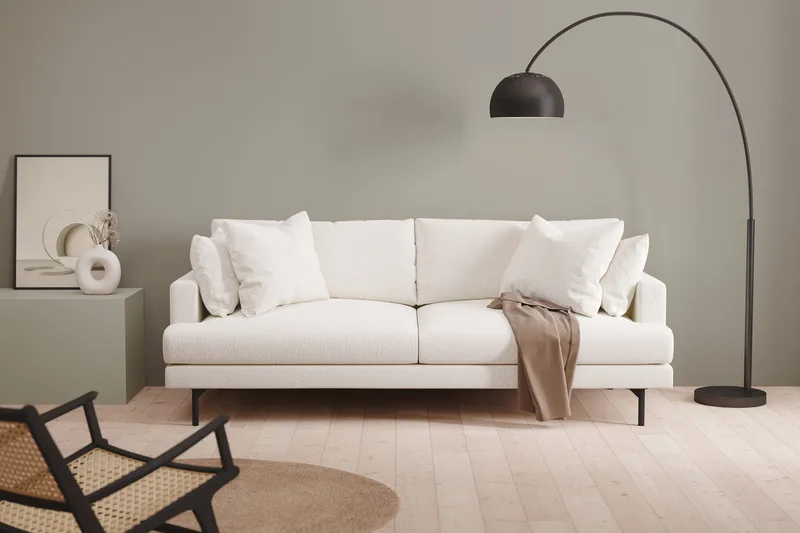 Menard 4-sits Djup Soffa i Bouclé - Vit - Möbler - Soffa - 4 sits soffa
